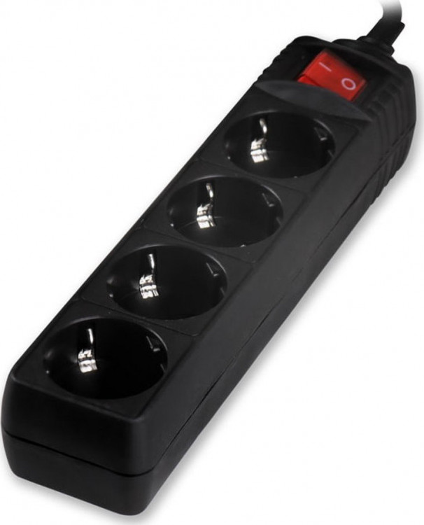 Multi-socket 4-position with switch Sonora Black