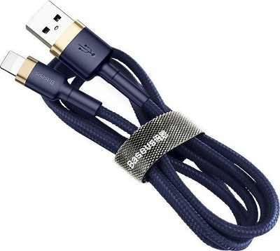 Καλώδιο Σύνδεσης Baseus Cafule USB σε Lightning 1m Χρυσό-Μπλε