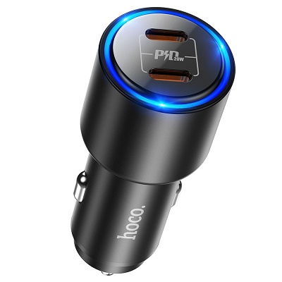 Car Charger Hoco 2xType-C 40W Black