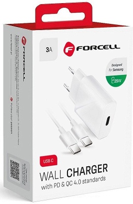 Travel Charger Forcell Type-C 25W White