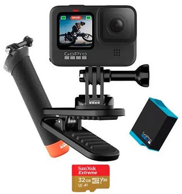 Action Camera Gopro HERO 9 Black+SD Card+Clip+Handler+Spare Rech Battery