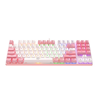 Keyboard Gaming Havit Mechanical KB512L Pro Pink - White