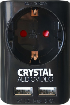 Μονόπριζο Crystal Audio SU-1 (1σούκο & 2Usb) Μαύρο