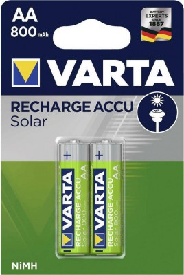 Μπαταρίες Επαναφορτιζόμενες Varta Solar ΑΑ 800mah (2 τεμ.)